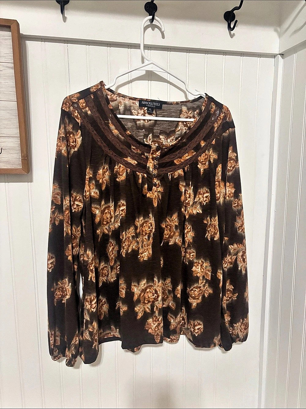 Absolutely Famous Floral Blouse in Brown & Orange Size xlarge, new without tags